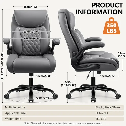 Miniatura 3 de BESTFAIR Silla de oficina, silla ejecutiva de escritorio para computadora con soporte lumbar para aliviar el dolor de espalda baja, silla ergonómica
