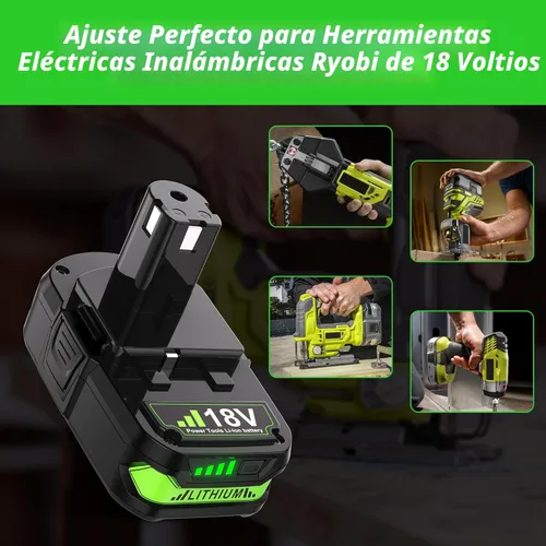 Miniatura 7 de Juego de 2 baterías de repuesto de litio de 4.0 Ah para Ryobi de 18 V Compatible con batería Ryobi ONE+ Plus de 18 voltios P102 P103 P104 P105 P106