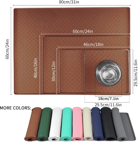 Miniatura 2 de Ptlom - Tapete para mascotas para perros y gatos, impermeable de silicona para cuencos de alimentación de mascotas para comida y agua, para perros
