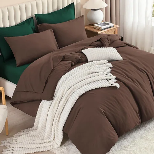Miniatura 35 de Litanika Cama en una Bolsa King Beige - Juego de Ropa de Cama de 7 Piezas Tamaño King, Juego de Edredón de Cama, Juego de Edredón con Edredón, 02