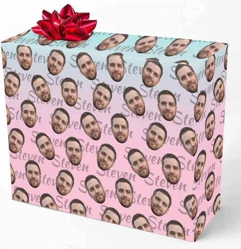 Miniatura 18 de M YESCUSTOM Papel de regalo con fotos personalizadas, papel de regalo para el Día de la Madre, Día del Padre, cumpleaños, Navidad