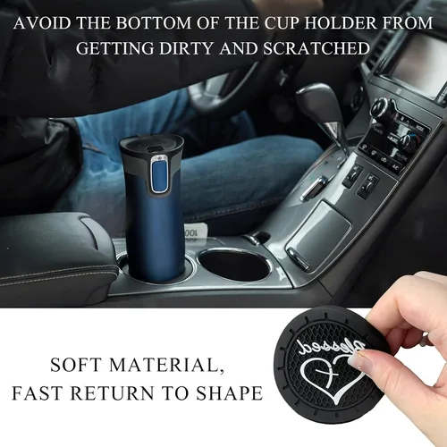 Miniatura 6 de KVAEY 2 PCS Posavasos para Portavasos de Coche, 2.76 Pulgadas Alfombrillas Antideslizantes para Bebidas del Vehículo con Linda Cruz Bendita