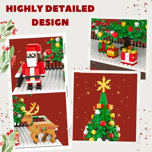 Miniatura 5 de Juego de construcción de árbol de Navidad, figuras de Papá Noel y reno, bloques de construcción, para niños de 6 años en adelante, niños, niñas