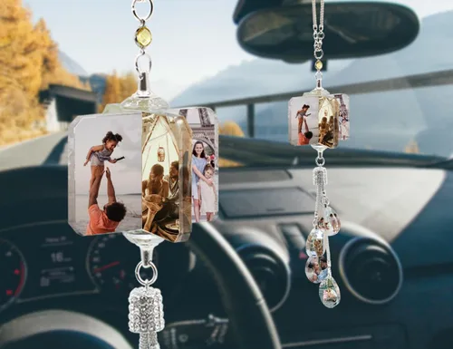 Miniatura 16 de Colgante personalizado negro-8 para foto de coche, adornos colgantes de automóvil, para mujeres y hombres, regalo del día de San Valentín