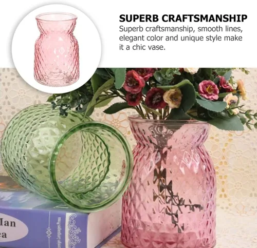 Miniatura 2 de Beavorty 1 unid Decoración de comedor Oficina Botella Floral Rombo Nórdico para el Hogar o Transparente Creativo Rosa Transparente Arreglos