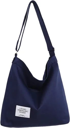 Miniatura 100 de Covelin - Bolsa de hombro informal de lona para mujer, estilo bohemio y retro, bolsa de mano, bolso cruzado, tamaño grande