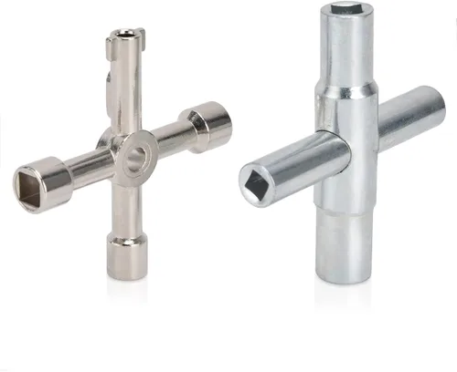 Cyrank Juego de llaves Sillcock de 2 piezas, juego de llaves Sillcock de 4 vías, llave de agua multifuncional, herramienta de reparación