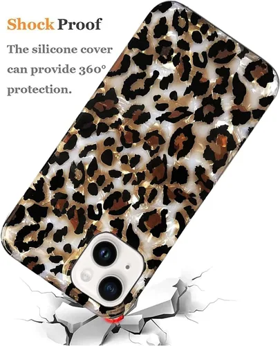 Miniatura 7 de J.west Funda compatible con iPhone 14 Plus, lujosa funda de silicona suave con estampado de leopardo translúcido translúcido y vintage para niñas