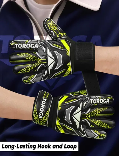 Miniatura 4 de Guantes de portero para niños y jóvenes, guantes de portero de fútbol, agarre de látex fuerte, soporte de muñeca doble y malla transpirable, guantes