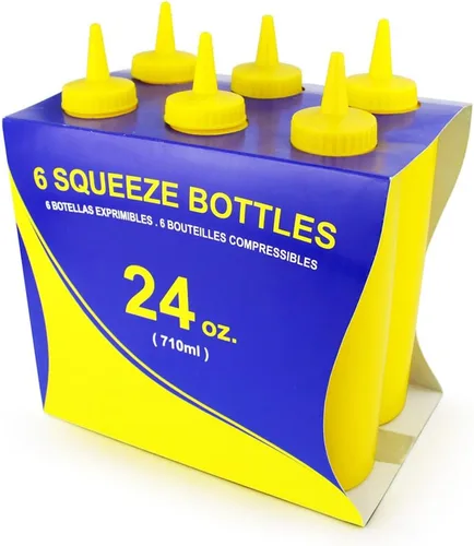 Miniatura 13 de New Star Foodservice 26283 - Botellas exprimibles de plástico, 8 onzas, rojas, paquete de 6