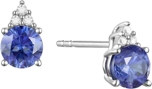 Aretes de tuerca con diamantes y piedras preciosas auténticas, 3 diamantes redondos naturales colocados sobre una piedra preciosa natural, oro rosa