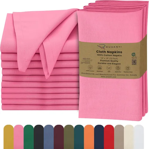 Miniatura 27 de Ruvanti - Servilletas de tela, paquete de 6, 45x45 centímetros, 100% algodón, lavables, suaves y absorbentes, perfectas para bodas, cenas de Belleza