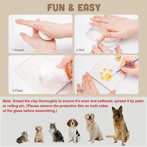 Miniatura 2 de Avont Kit de impresión de patas con marco de fotos y arcilla de impresión, recuerdo de impresión de huellas de patas para perros y gatos, exhibición