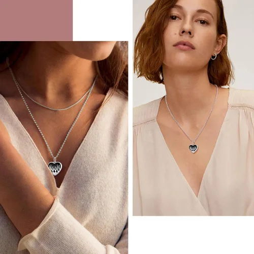 Miniatura 2 de FindChic Collar con medallón de corazón de plata de ley 925, nudo celta, rama delicada, ala de ángel, ramas de plantas, abrazo, llama, collar