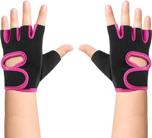 Miniatura 9 de Luwint Guantes de entrenamiento sin dedos para niños, guantes antideslizantes de fitness para niños, ciclismo, yoga, levantamiento de pesas, 1 par
