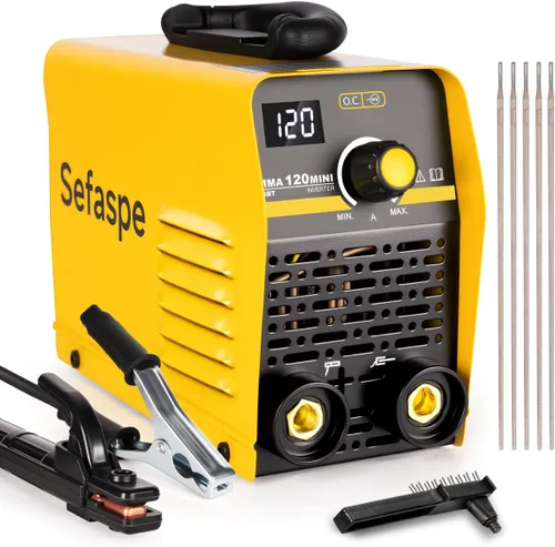 Soldador de Palo, Máquina de Soldadura 110V 120A con Control Sinérgico, Soldador MMA Portátil con Inversor IGBT 110V con Arranque en Caliente,