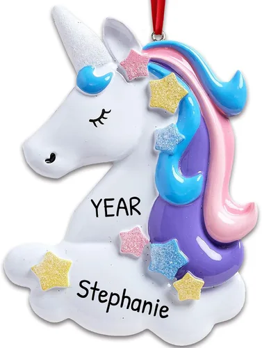 Miniatura 11 de Adornos de Navidad Personalizados de Carrusel 2025 - Adornos Personalizados de Carrusel de Navidad Adorno de Unicornio Personaje para Niñas Niña