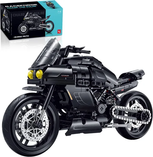 Technic - Kit de modelo de motocicleta de Pascua, escala 1:8, 540 piezas, juego de construcción técnica de motocicleta, pantalla de suspensión de
