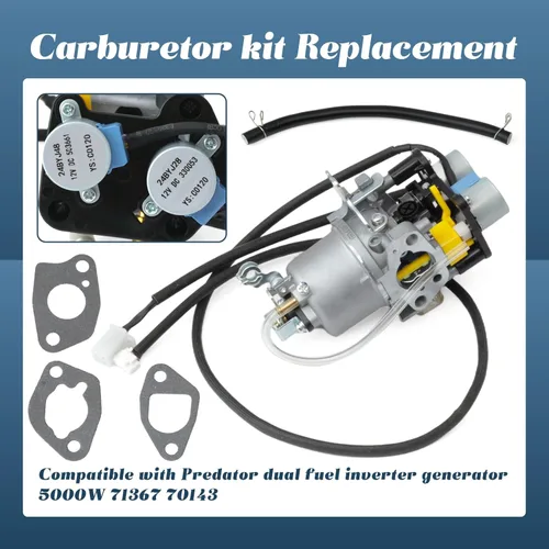 Miniatura 2 de Huayi Carburador OEM compatible con Predator 5000 Watts Generador inversor de combustible dual 71367 70143 Reemplazo de carbohidratos con juntas