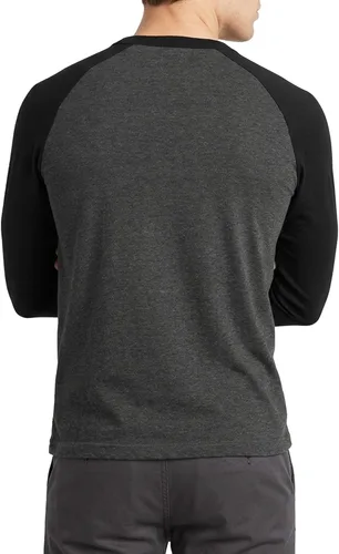 Miniatura 3 de Camiseta de béisbol raglán para hombre, de algodón, dos tonos, casual, atlética