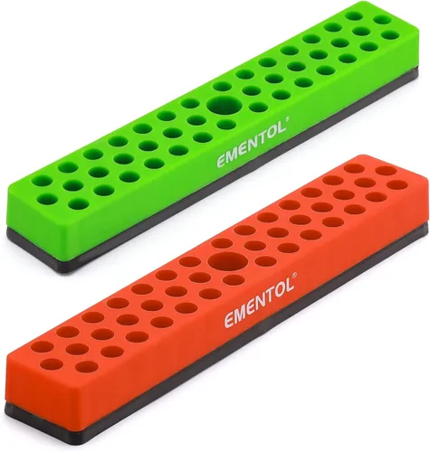 Miniatura 8 de EMENTOL Soporte Magnético para Brocas de 1/4" - Azul, 43 Agujeros, Organizador de Brocas con Imán Fuerte, Organizador de Brocas Magnéticas