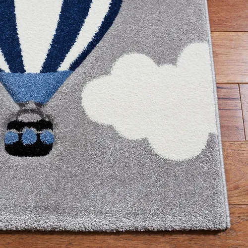 Miniatura 3 de SAFAVIEH Carousel Kids Collection - Alfombra decorativa de 2 pies 3 pulgadas x 4 pies, gris claro y rojo, no desprende pelusa y de fácil cuidado