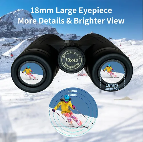 Miniatura 3 de BAK-4 - Prismáticos HD de 10 x 42 pulgadas para adultos de alta potencia, lente FMC profesional, binoculares de visión grande con visión clara