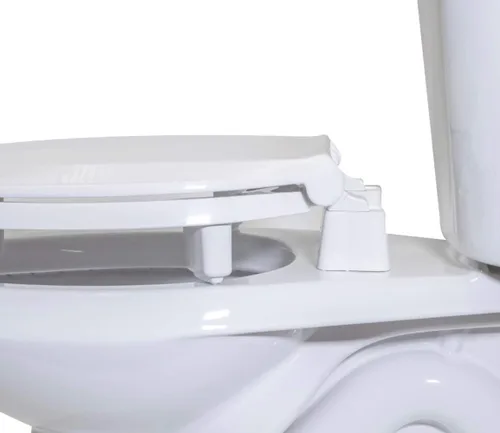 Miniatura 3 de Centoco Asiento de inodoro elevado de 3 pulgadas para personas mayores, redondo, frente abierto con tapa, comercial, plástico, fabricado