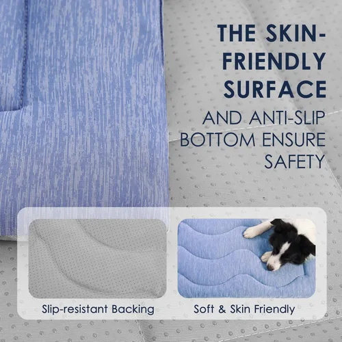 Miniatura 3 de ASENKU Tapete refrescante para perros, portátil y duradero, absorción física del calor, cama refrescante antideslizante y transpirable de verano Azul