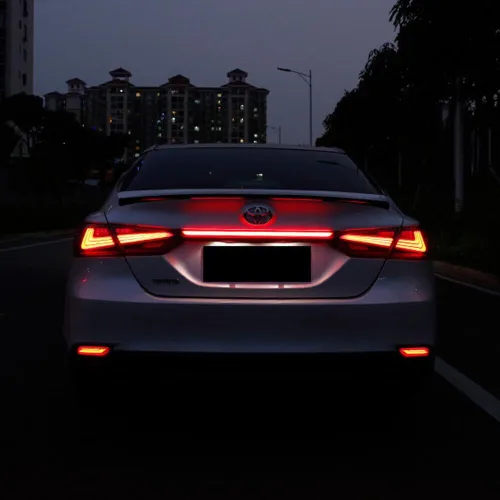 Miniatura 9 de Lente Roja Óptica 3D Completa LED Tipo Secuencial Trasera Señal de Giro Luz Trasera Freno para Toyota Camry 2018 2019 2020 2021 2022 2023 rojo