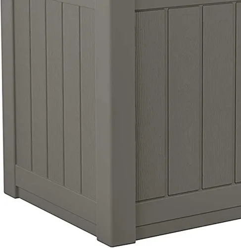 Miniatura 9 de Suncast Caja de almacenamiento pequeña de 22 galones para patio trasero o exterior, con atractivo asiento de banco y tapa reforzada, color piedra
