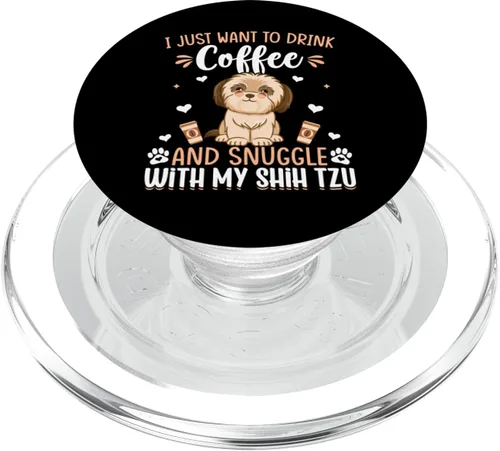 Miniatura 7 de Bebe café y acurrucarse con Shih Tzu Dog Lover Graphic PopSockets intercambiable PopGrip