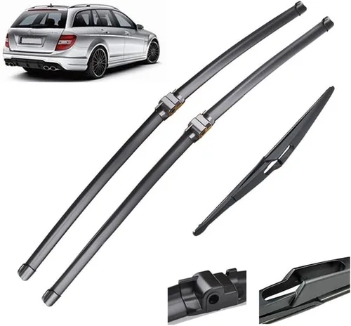 Juego de limpiaparabrisas delantero y trasero compatible con Mercedes Benz Clase C W204 2009-2012 parabrisas ventana 24 + 24 + 12 pulgadas