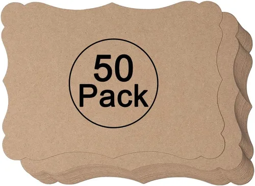 Paquete de 50 tarjetas de papel kraft en blanco, cartulina, papel grueso, color marrón, tarjetas de felicitación para menús de tarjetas de regalo,