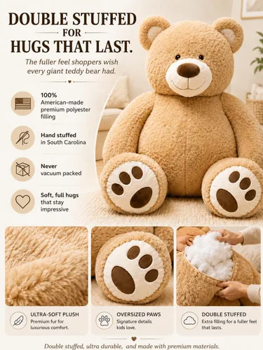 Miniatura 5 de Big Plush Oso de peluche personalizable gigante de 5 pies premium suave, peso 17 libras en caja grande, no envasado al vacío