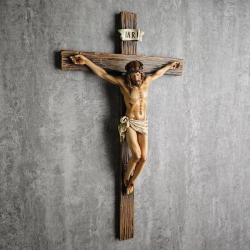 Miniatura 4 de Crucifijo Católico de Pared BC, Cruz de Jesucristo Decoración Inspiracional para el Hogar, Regalo Religioso Devoto, 14"H, Escultura Renacentista