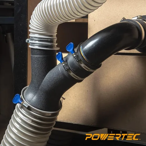 Miniatura 5 de POWERTEC 70337-P2 - Manguito flexible de control de polvo de 2-1/2 pulgadas con abrazaderas de manguera de llave ajustable, conector de manguera