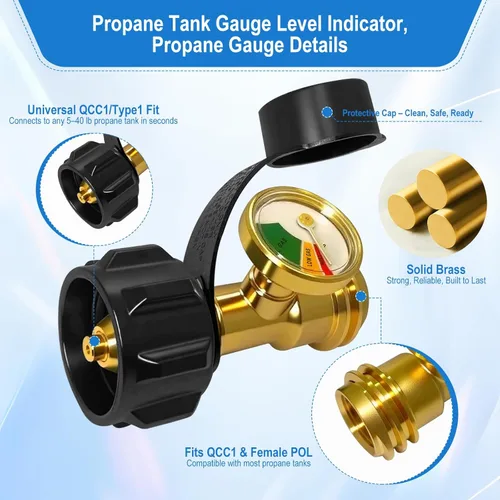 Miniatura 5 de Medidor de tanque de propano, indicador de nivel de tanque de propano, medidor de propano universal para tanque LP de 5 a 40 libras, medidor