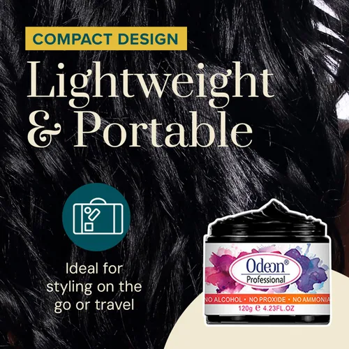 Miniatura 2 de Odeon Cera negra para el cabello, tinte temporal natural, lavable con cera de abejas y árbol de té, sin daños, sin alcohol, sin peróxido y sin Negro