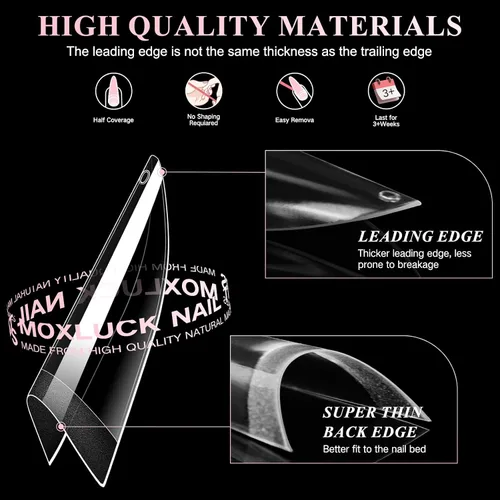 Miniatura 2 de Puntas de uñas estilo stiletto, uñas postizas de gel suave con forma de almendra, uñas postizas a presión de acrílico transparente, 120