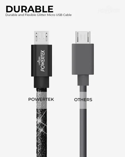 Miniatura 4 de Liquipel Powertek - Cable de carga micro USB para teléfonos celulares y dispositivos electrónicos, 6 pies (negro)