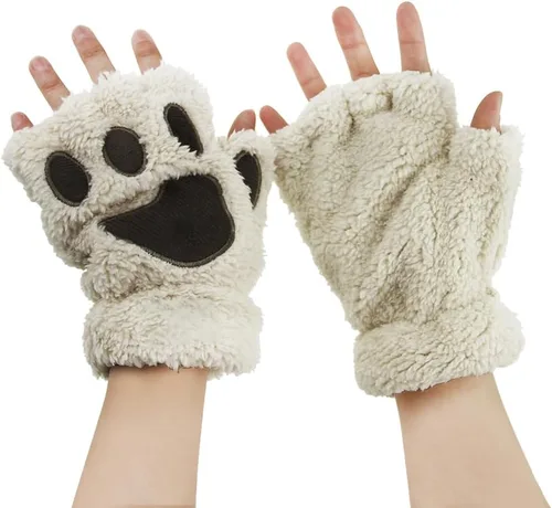 Miniatura 9 de Guantes de garra para disfraz de Halloween, medio dedo, lobo, oso, gato, guantes, guantes de piel sintética para mascarada, cosplay, utilería de mano