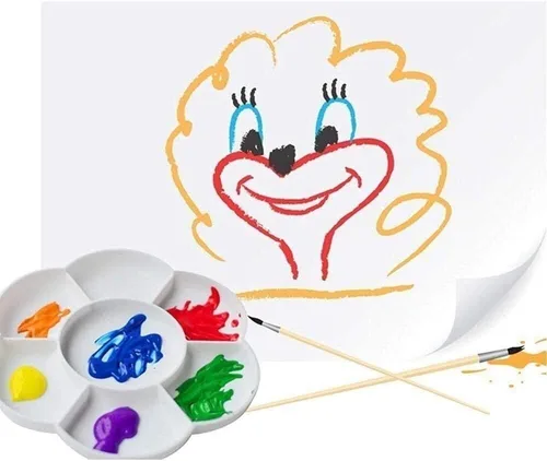 Miniatura 2 de 2 paletas de pintura, bandeja de pintura de plástico de 6.5 pulgadas, paleta de pintura de flores reutilizables para niños, acuarela acrílica