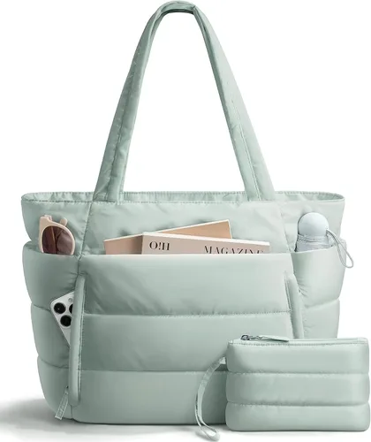 Miniatura 21 de Bolsa Tote Acolchada para Mujeres, Bolsa de Mano de Trabajo Ligera y Esponjosa para Maestras y Enfermeras, Bolsa de Hombro Acolchada para Escuela