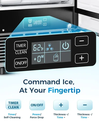 Miniatura 3 de Feelfunn Máquina de hielo comercial con bomba de agua, 85 libras/día, máquina de hielo integrada debajo del mostrador con limpieza automática