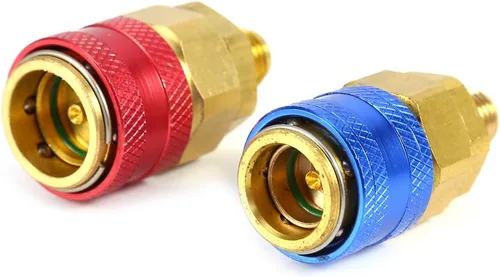 Miniatura 7 de Fydun Acoplador rápido de lado bajo R134a Herramienta de reparación de aire acondicionado del coche Conector de acoplador rápido Adaptador de latón