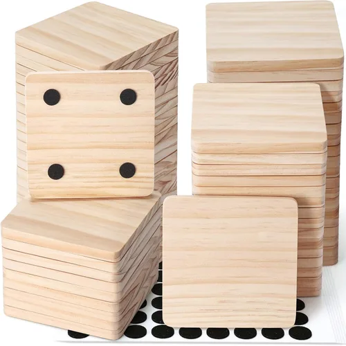 GOH DODD - 72 posavasos de madera sin terminar, juego a granel de 4 pulgadas con almohadillas suaves para pies para bebidas, manualidades, grabado