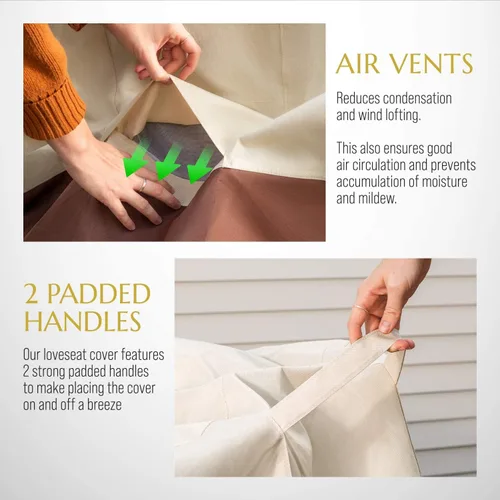 Miniatura 5 de Funda para muebles de patio, funda impermeable para sofá y sofá biplaza, poliéster resistente con revestimiento UV, fundas para muebles de exterior