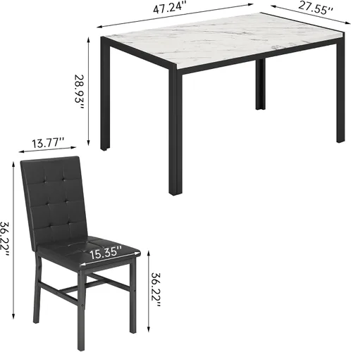 Miniatura 6 de AWQM Products Juego de Comedor de Mármol de 5 Piezas, Mesa y Sillas de Cocina Modernas para Comedor, Dinette, Muebles Compactos que Ahorran Espacio