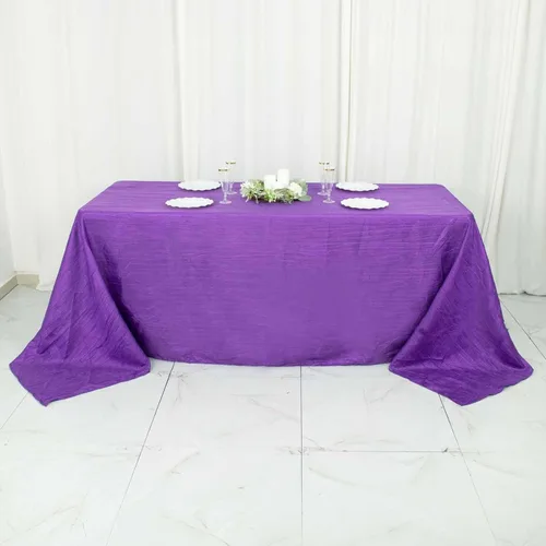 Miniatura 12 de Tableclothsfactory Mantel rectangular de tafetán arrugado de acordeón azul polvoriento, de 60 x 102 pulgadas, perfecto para ceremonias de boda